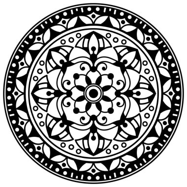 Mandala geometrik desenli soyut grafik kare arkaplan. Vektör illüstrasyonu