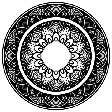 Mandala geometrik desenli soyut grafik kare arkaplan. Vektör illüstrasyonu