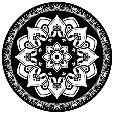 Mandala geometrik desenli soyut grafik kare arkaplan. Vektör illüstrasyonu