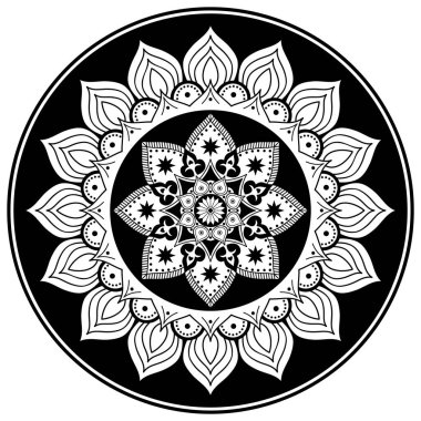 Mandala geometrik desenli soyut grafik kare arkaplan. Vektör illüstrasyonu