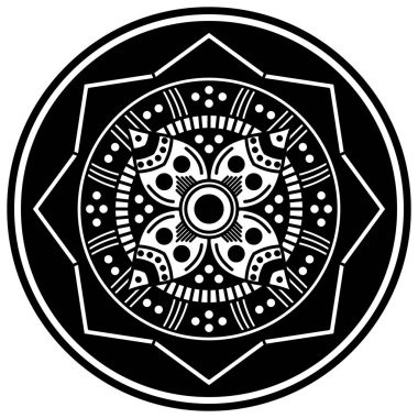 Mandala geometrik desenli soyut grafik kare arkaplan. Vektör illüstrasyonu