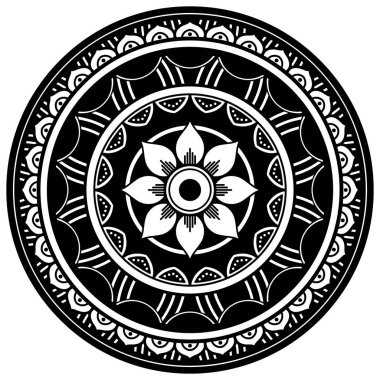 Mandala geometrik desenli soyut grafik kare arkaplan. Vektör illüstrasyonu