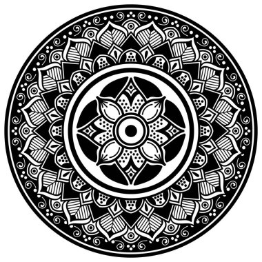 Mandala geometrik desenli soyut grafik kare arkaplan. Vektör illüstrasyonu