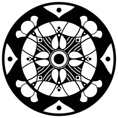 Lazer kesimi için mandala şeklinde dekoratif el yapımı yuvarlak desen. Vektör beyazda izole edildi.