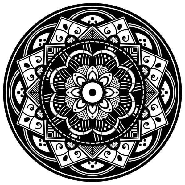 为激光切割而装饰的手绘圆形图案 其形式为曼陀罗 在白色上隔离的病媒 — 图库矢量图片