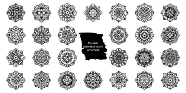 Set Decorative Mandalas Laser Cutting Hand Drawn Background Vector Isolated — Stock Vector