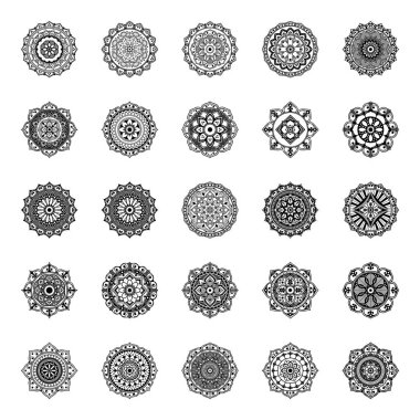 Beyaza izole edilmiş dekoratif etnik süsler. Tatil için iyi bir dekor. Yazdırma ve tebrik kartı için mükemmel.