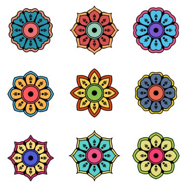 Beyaza izole edilmiş dekoratif etnik renk süsü. Tatil için iyi bir dekor. Yazdırma ve tebrik kartı için mükemmel.