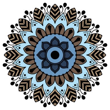 Mandala dekoratif yuvarlak süs. Tebrik kartı, telefon kılıfı baskı, vb için kullanılabilir. Elle çizilmiş arka plan, vektör beyaz izole. Eps 10 