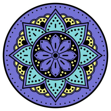 Mandala dekoratif yuvarlak süs. Tebrik kartı, telefon kılıfı baskı, vb için kullanılabilir. Elle çizilmiş arka plan, vektör beyaz izole. Eps 10 