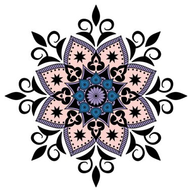 Mandala dekoratif süsü. Tebrik kartı, telefon kılıfı izi vb. için kullanılabilir. El çizimi arkaplan