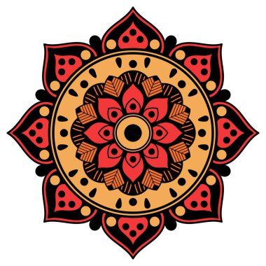 Mandala dekoratif süsü. Tebrik kartı, telefon kılıfı izi vb. için kullanılabilir. El çizimi arkaplan