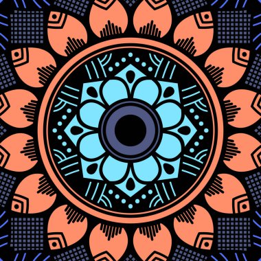Mandala dekoratif süsü. Tebrik kartı, telefon kılıfı izi vb. için kullanılabilir. El çizimi arkaplan