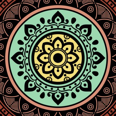 Etnik Meydan Mandala Süslemesi. Arapça, Pakistan, Fas, Türkçe, Hindistan, İspanya motifleri