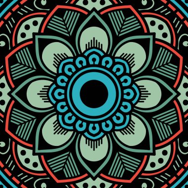 Etnik Meydan Mandala Süslemesi. Arapça, Pakistan, Fas, Türkçe, Hindistan, İspanya motifleri