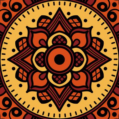 Etnik Meydan Mandala Süslemesi. Arapça, Pakistan, Fas, Türkçe, Hindistan, İspanya motifleri