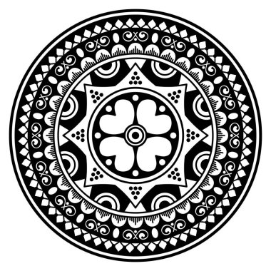 Etnik Mandala Süslemesi. Arapça, Pakistan, Fas, Türkçe, Hindistan, İspanya motifleri. Vektör illüstrasyonu