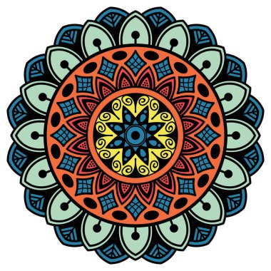 Etnik Mandala Süslemesi. Arapça, Pakistan, Fas, Türkçe, Hindistan, İspanya motifleri. Vektör illüstrasyonu