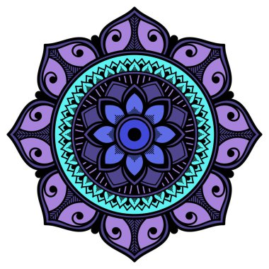 Etnik Mandala Süslemesi. Arapça, Pakistan, Fas, Türkçe, Hindistan, İspanya motifleri. Vektör illüstrasyonu