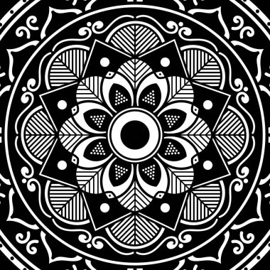 Etnik Mandala Süslemesi. Arapça, Pakistan, Fas, Türkçe, Hindistan, İspanya motifleri. Vektör illüstrasyonu