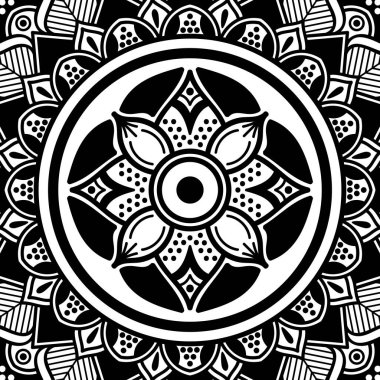Etnik Mandala Süslemesi. Arapça, Pakistan, Fas, Türkçe, Hindistan, İspanya motifleri. Vektör illüstrasyonu