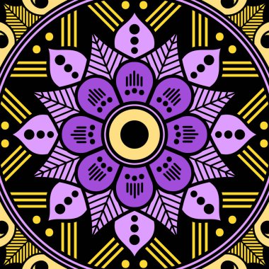 Etnik Mandala Süslemesi. Arapça, Pakistan, Fas, Türkçe, Hindistan, İspanya motifleri. Vektör illüstrasyonu