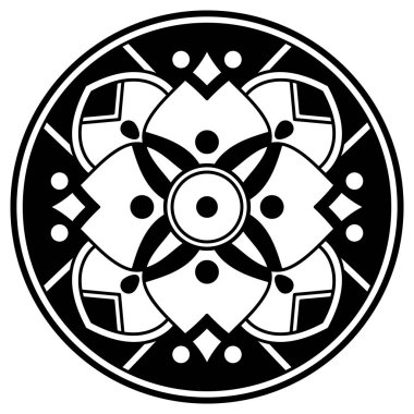 Etnik Mandala Süslemesi. Arapça, Pakistan, Fas, Türkçe, Hindistan, İspanya motifleri. Vektör illüstrasyonu