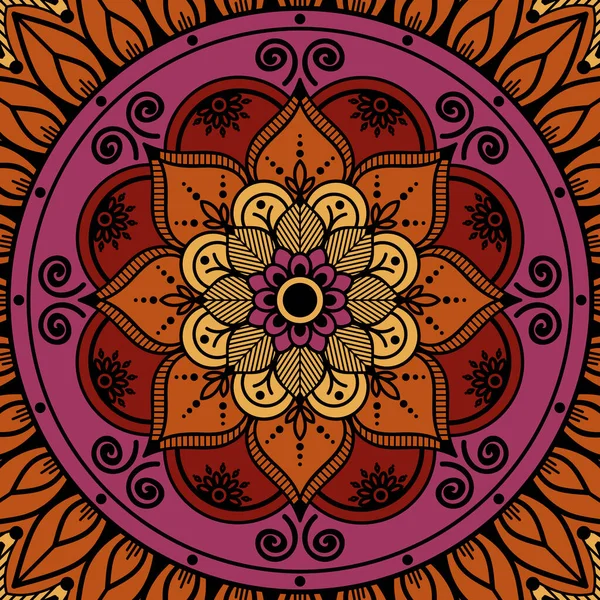 Etnik Mandala Süslemesi. Arapça, Pakistan, Fas, Türkçe, Hindistan, İspanya motifleri. Vektör illüstrasyonu