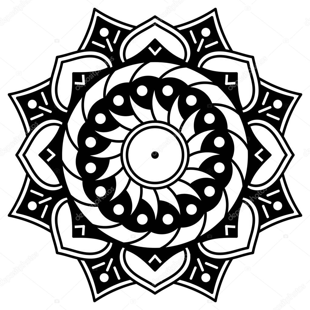 Ethnic Mandala Ornament. Arabic, Pakistan, Moroccan, Turkish, Indian, Spain motifs. Vector illustration