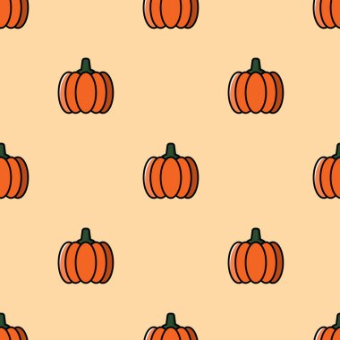 Vejetaryen Gıda - yazdırma, duvar kağıdı web sitesi arka plan, yüzey dokuları, Restoran Menü veya mutfak için turuncu arka plan üzerinde kabak ile Seamless Modeli