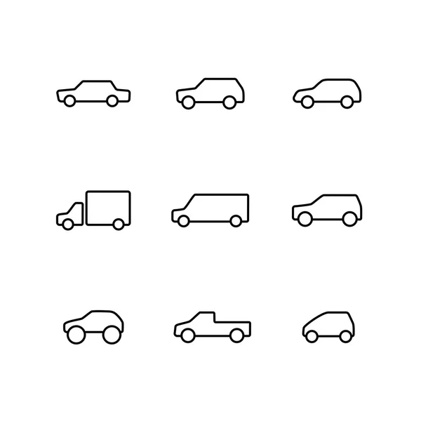 Wektorowy zestaw ikon samochodów. — Wektor stockowy