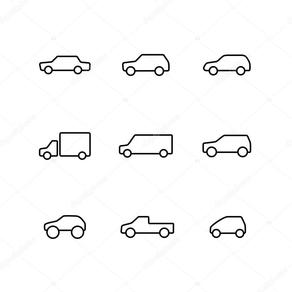 Vector set of car icons.