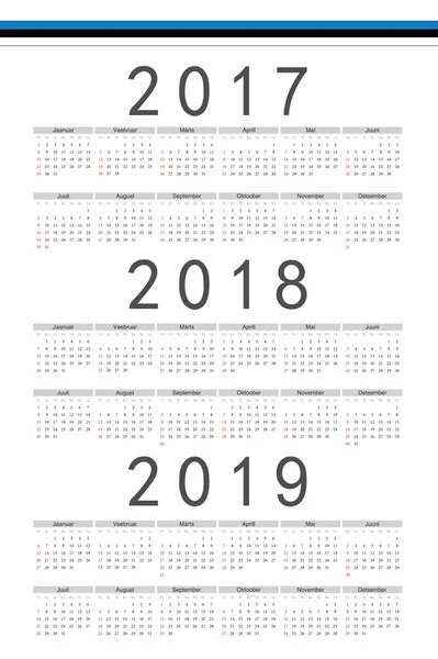 Set de calendarios vectoriales rectángulos estonio 2017, 2018, 2019 — Vector de stock