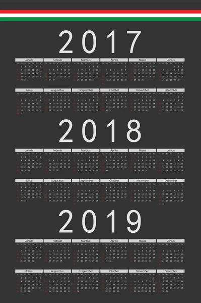 Набор черного прямоугольника Венгерский 2017, 2018, 2019 год вектор ок — стоковый вектор