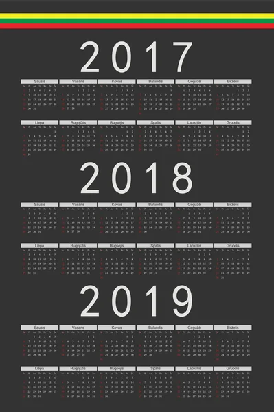 Набор черного прямоугольника литовский 2017, 2018, 2019 год вектор c — стоковый вектор