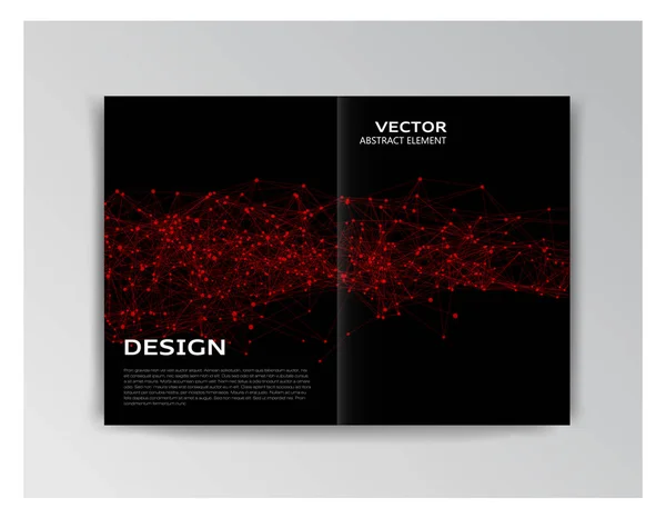 Schwarze Broschüre-Vorlage mit abstrakten Elementen — Stockvektor