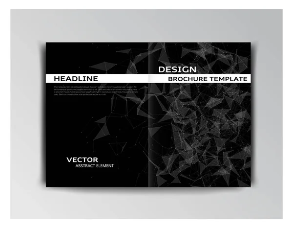Černá šablona brožury s abstraktní prvky — Stockový vektor
