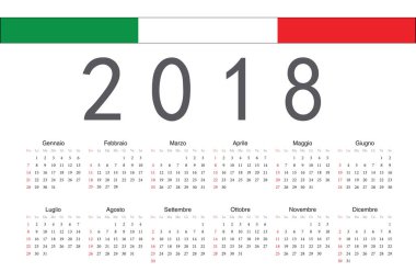 İtalyanca 2018 yıl vektör takvim