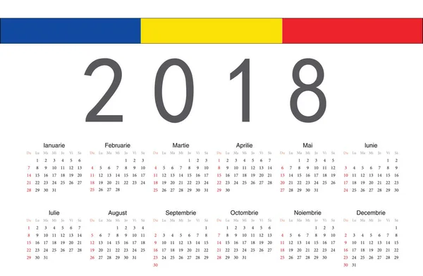 रोमानियाई 2018 वर्ष वेक्टर कैलेंडर — स्टॉक वेक्टर