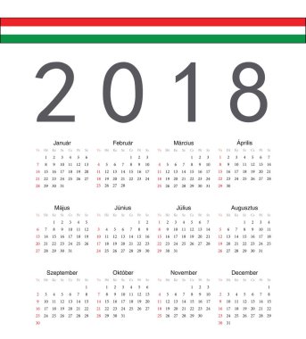 Kare Macarca 2018 yıl vektör takvim