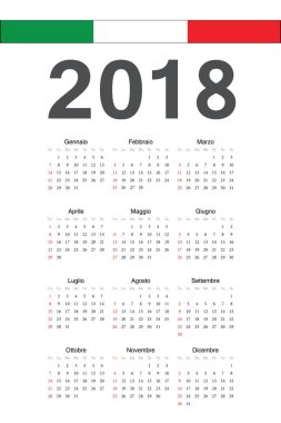 İtalyanca 2018 yıl vektör takvim