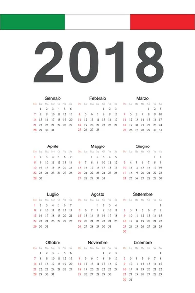 Italiano 2018 año vector calendario — Vector de stock