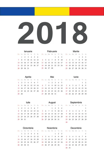 Rumano 2018 año vector calendario — Vector de stock