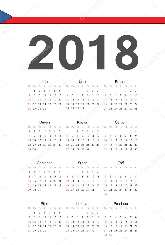 Czech 2018 year vector calendar