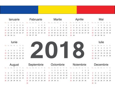 Vektör Romanya daire takvim 2018