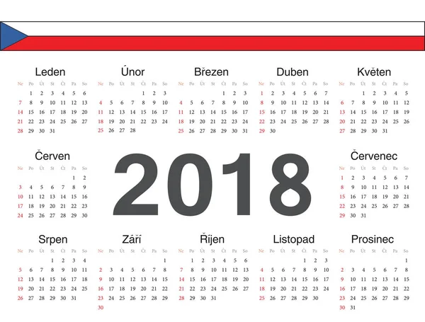 Vector Czech circle calendar 2018 — Stock Vector