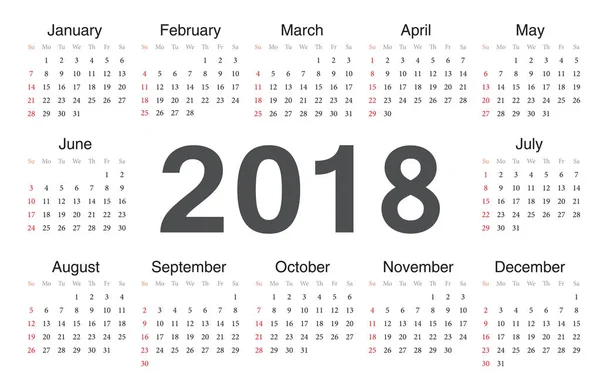 Vecto rcircle kalender 2018 — Stockvektor