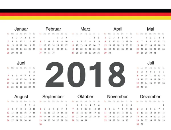 Vector German circle calendar 2018 — Stock Vector