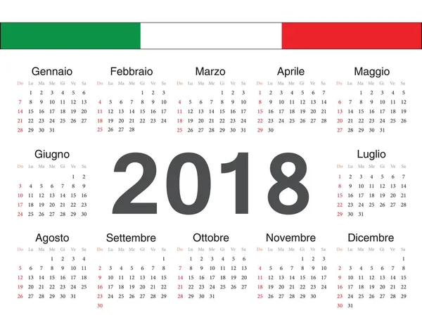 Vektör İtalyan daire takvim 2018 — Stok Vektör