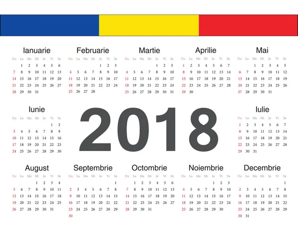 Vector calendario círculo rumano 2018 — Vector de stock